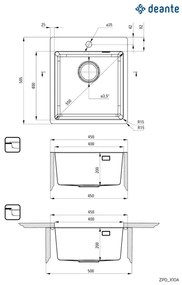 Deante ZPO_010A - Mosogató OLFATO 50,5x45 cm csiszolt acél