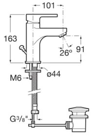 Roca A5A306AC0K - Mosdócsaptelep + leeresztő AROLA 16,3 cm fényes króm