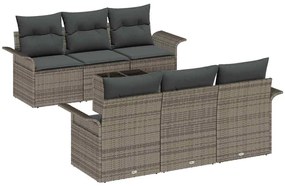 vidaXL Kerti Kanapé Szett párnával tárolóval 7 pcs Szürke polirattan