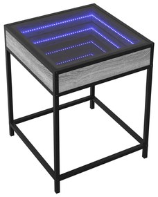szürke sonoma végtelen hatású LED-es dohányzóasztal 40x40x51 cm