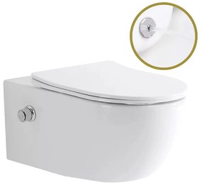 Zoe White perem nélküli mély öblítésű íves fali WC, tető nélkül, integrált bidé funkcióval