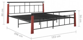 fém és tömör tölgyfa ágykeret 180 x 200 cm