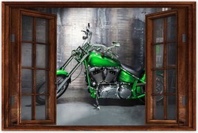Poszterek 120x80 Zöld chopper Motorkerékpár