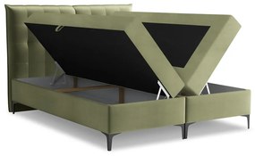 Zöld ágyneműtartós boxspring ágy 160x200 cm Mikana – Makamii