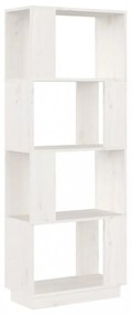 fehér tömör fenyőfa könyvszekrény/térelválasztó 51x25x132 cm