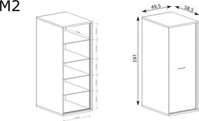 Mediolan M-2 gardróbszekrény, hikora fa