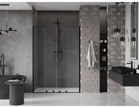 Mexen Velar Duo, nyitható tolóajtó 150x200 cm, 8mm átlátszó üveg, fekete matt, 871-150-000-02-70
