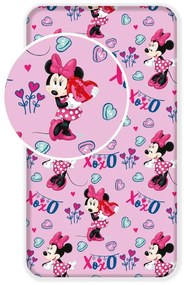 Minnie baby pink gyermek pamut lepedő, 90 x 200 cm