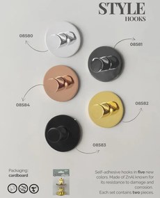 BISK Erga Style, öntapadó 1 horog törülközőhöz (2 db-os csomag) 3M szalag, fekete matt, ERG-08583