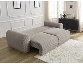 Világosszürkés bézs kordbársony kinyitható kanapé 257 cm Lucien – Bobochic Paris
