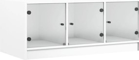 vidaXL fehér dohányzóasztal üvegajtókkal 102 x 50 x 42 cm