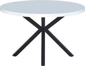 Étkezőasztal, fehér matt/fekete, átmérő 120 cm, MEDOR