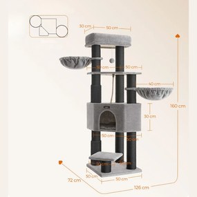 ONYX macskafa, 50x50x160cm, szürke/fekete Feandrea