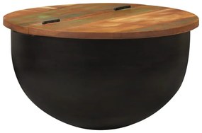 fekete tömör újrahasznosított fa dohányzóasztal 50 x 27 cm