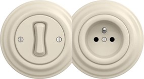 Kliklap - Retro 1-es egypólusú kapcsoló és 230V-os aljzat bézs kerettel