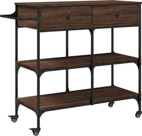 vidaXL barna tölgyszínű szerelt fa konyhai kocsi 105 x 42 x 95 cm