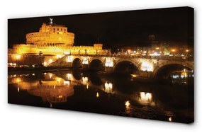 Canvas képek Róma folyami hidak éjjel 100x50 cm