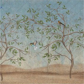 Flizelin tapéta Fali furnér 3D hatás Madarak a fákon 250x250 Ragasztó