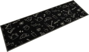 vidaXL fekete reggeli mintás mosható bársony konyhaszőnyeg 45x150 cm
