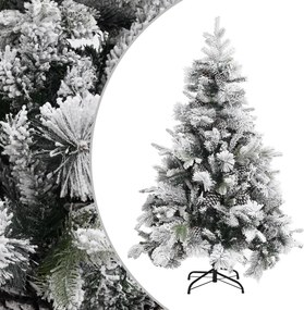 vidaXL PVC/PE karácsonyfa pelyhes hóval és tobozokkal 150 cm