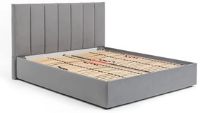 Szürke kárpitozott ágyneműtartós franciaágy ágyráccsal 180x200 cm Thessa Bold Line – Bonami Selection
