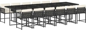 vidaXL 13 részes fekete polyrattan kerti ülőgarnitúra párnákkal