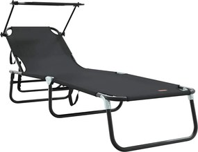 vidaXL Összecsukható nyugágy Fekete 190 x 57 x 81 cm oxford