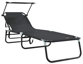 vidaXL Összecsukható nyugágy Fekete 190 x 57 x 81 cm oxford