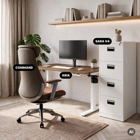 Elektromos, állítható magasságú, ergonomikus, fehér/dió íróasztal,1200x600 mm: ARIA