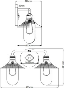 Quintiesse RIGBY QN-RIGBY2-BATH-PC Fali lámpa 2x40W/E27 IP44