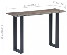 szürke tömör akácfa és fém tálalóasztal 115 x 35 x 76 cm