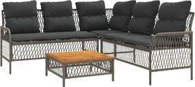 vidaXL 2 részes szürke polyrattan kerti kanapészett párnákkal