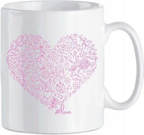 Nyomott mintás bögre rózsaszín Szív love kerámia 330 ml