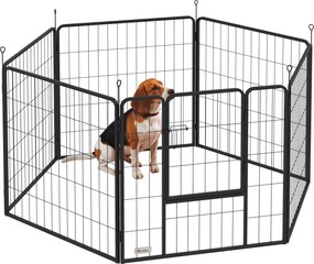 PawHut Puppy Playpen 80 cm Magas, 6-Darabos Kutyafuttató DIY Kiskutyák Számára, Ajtós, Önmagában Álló Kifutó Kis és Közepes Kutyáknak, Acél, Szürke |