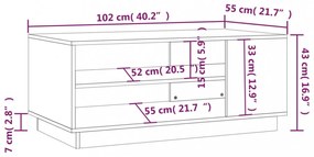 betonszürke szerelt fa dohányzóasztal 102x55x43 cm