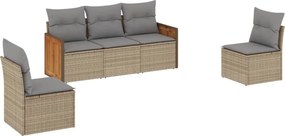vidaXL 5 részes bézs polyrattan kerti ülőgarnitúra párnákkal