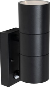 Kültéri fali lámpa fekete 2 fényes AR70 mozgásérzékelővel - Duo