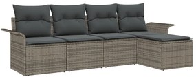 Kerti Kanapé Szett párnával tárolóval 5 pcs Szürke Poli rattan