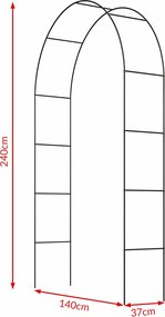 Rózsakapu, fekete, 240 x 140 x 37 cm