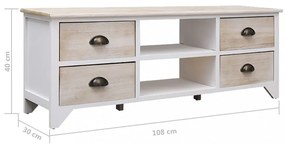 tömör császárfa TV-szekrény 108 x 30 x 40 cm