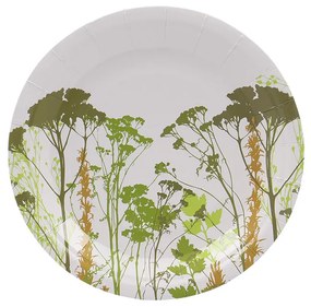 Mezei virág mintás papírtányér, 8 db-os, 18 cm átmérőjű