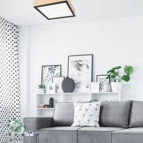 Mennyezeti lámpa NATURAL SQUARE 4xE27/15W/230V 39x39 cm fenyő/fekete