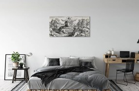 Akrilkép Jézus rajz emberek 100x50 cm