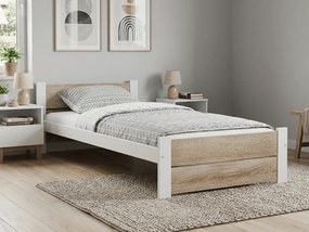 Ágy IKAROS DOUBLE 80 x 200 cm, fehér/dub sonoma Matrac: Matrac nélkül, Ágyrács: Deszkás ágyráccsal