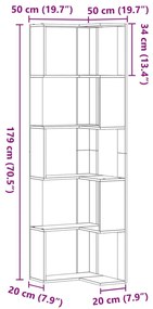 5 szintes fekete szerelt fa sarok könyvespolc 50 x 50 x 179 cm