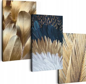 Vászonkép 150 cm Arany 3db Nappali falikép Triptyk