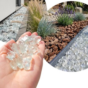 Grys Üveg Kő Átlátszó Kerti Dekoráció 2-3CM 1kg