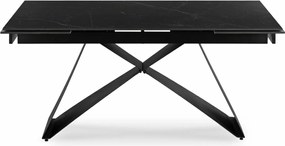 Kihúzható kerámia étkezőasztal 160–240 cm méretben, fekete márvány/fekete színben VICTOR