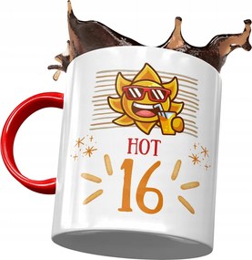 Piros Bögre Születésnapra 16 16. 16. Ajándék Nyomtatott Fotóval