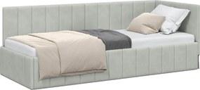 vidaXL Sarokágy keret fejtámlával Világosszürke 80 cm x 200 cm Bársony